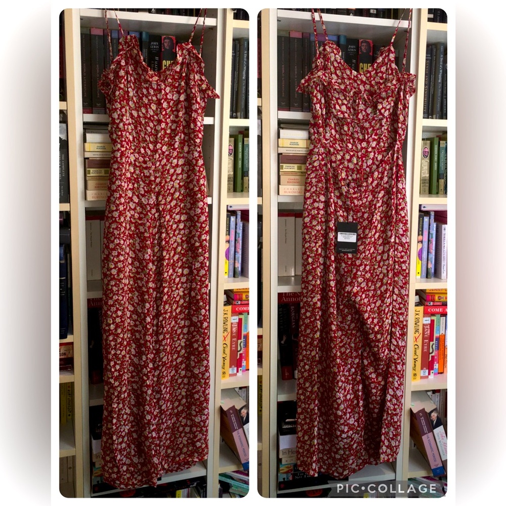 Reformation Yvonne Red Floral Flower Jumpsuit - Picture 5 of 14